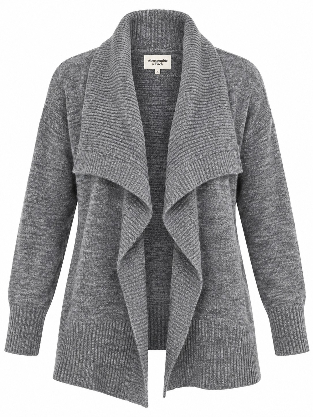 ABERCROMBIE & FITCH | Cozy Gray Wool Blend Waterfall Shawl Collar Cardigan | M L